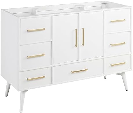 Signature Hardware 484992 Novak 48" Freestanding Mahogany Single Basin Vanity Cabinet - Cabinet Only - Less Vanity Top - Bright White