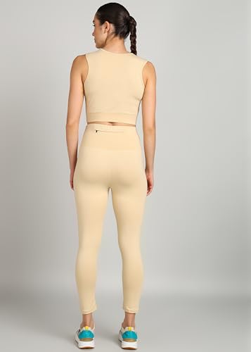 PAAVKI Stretchable Activewear Sleeveless Crop Top with Long Pants with Back Pocket for Workout Top & Bottom Set Gym Yoga Sports Running Track Suits For Girls/Women - Pack of 3