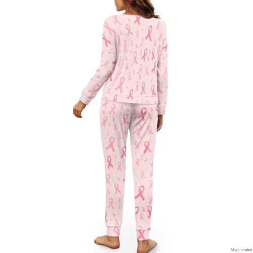 Image of Womens Pajama Sets 2 Piece Pjs Lounge Sets Long Sleeve Sleepwear Crew Neck Pullover Top with Long Pants