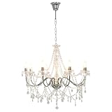 Type de douille : E14 Tomostar Lustre en Cristal, Lustre Salon Suspendu Lampe à Pendentif Chandelier à Bougie avec perles Argenté 8 ampoules E14