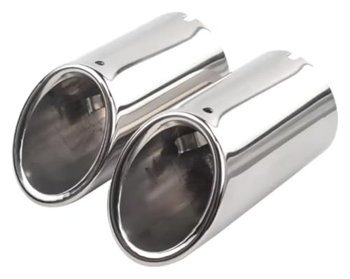 Tuyau d'échappement voiture en acier inox durable : double embout argenté 60mm résistant