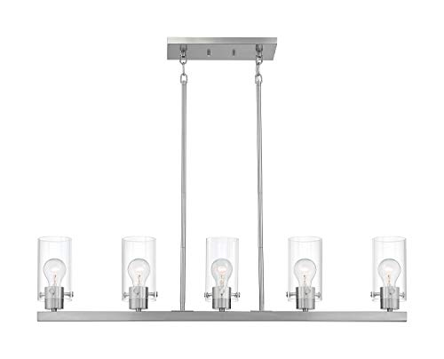 Image of Nuvo 60 /7176 Sommerset 5-Light Pendant Fixture with Clear Glass - Brushed Nickel Finish
