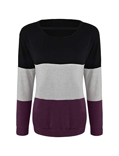 Minclouse Women's Color Block Long Sleeves Tunic Cutout Choker Tops Crew Neck Casual Loose Blouses Cute Sweatshirts