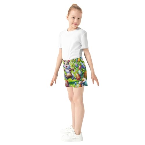 Girls Shorts Easter Bunny Joyful Meadow Floral Print Kids Athletic Cute Pajama Activewear Summer Clothes, X-Small4