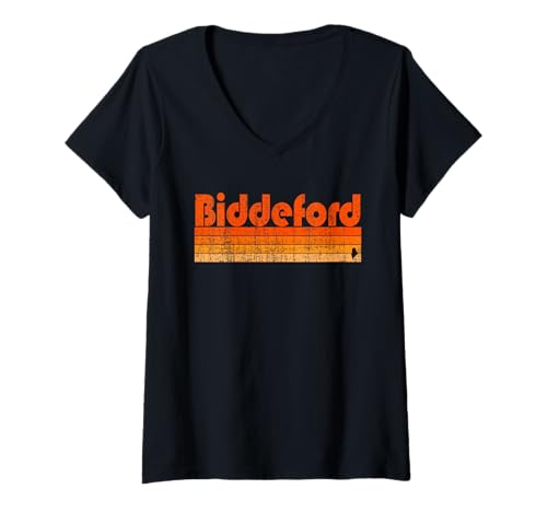 Femme Biddeford, style rétro des années 80 du Maine T-Shirt avec Col en V