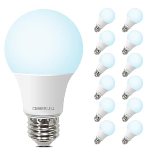 Image of DEGNJU LED Light Bulbs 60W Equivalent, A19 Light Bulb Daylight 5000K 800LM 8 Watt, Non-Dimmable Standard Light Bulb E26 Medium Base,12 Pack