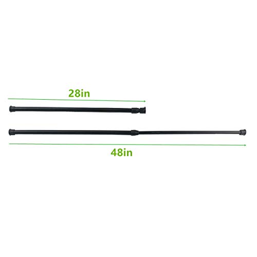 Tension Rods, 4 Pack 28-48 Inches Adjustable Spring Steel Cupboard Bars Tension Curtain Rod Shower Rod Closet Rod Tensions Rod Extendable Width (Black) #TOP1