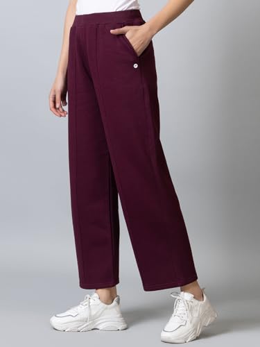 Image of Women Cotton Fleece Solid Track Pant