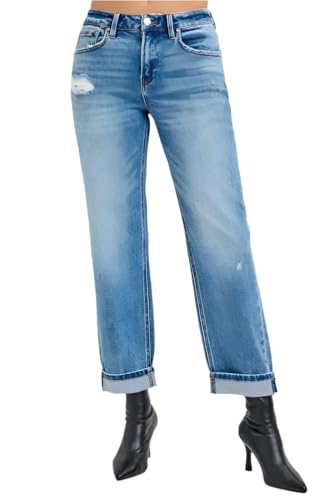 SALT TREE Risen Jeans - High Rise Ankle Boyfriend Distressed Jeans - PGA21013