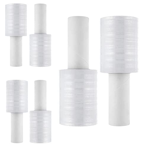 DAJAVE 6 Pack Stretch Wrap Film with Handle, 4 Inch x 1000ft 80 Gauge Thick Industrial Strength Hand...