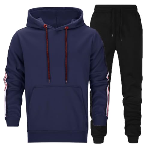 Survêtement Homme Complet avec Sweat à Capuche Full Zip et Pantalon Blanc
