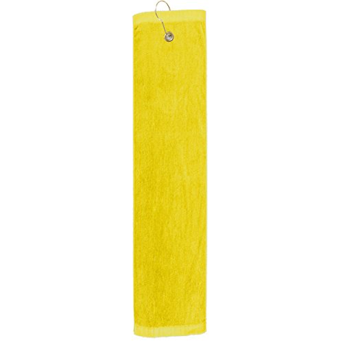 TowelSoft Premium Velour Golf Towel with Tri-fold Hook & Grommet Placement-Yellow