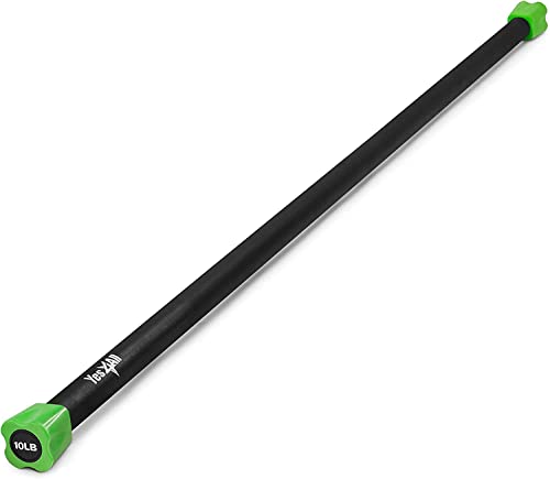 Yes4All Total Body Weighted Workout Bar 2-13 kg, Barbell for lifting for Aerobic, Yoga, Pilates and Exercise Strength Training in Home & Gym, Weighted bar Racks, Single/Combo