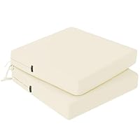PRIMEPATIO Stuhlkissen für den Außenbereich 2er-Set, wasserdichte Sitzkissen für den Außenbereich, farbechte Terrassenstuhlkissen mit Bändern, Terrassenmöbel, Gartensofa, 50x50cm, Creme