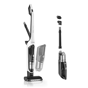 Bosch Flexxo Serie 4 BKH4WN28, 2in1 Akku-Staubsauger mit entnehmbarem Handgerät, integriertes Zubehör, kabellos, beutellos, hohe Saugleistung, 60 Min. Laufzeit, Düse mit LED-Beleuchtung, leicht, weiß