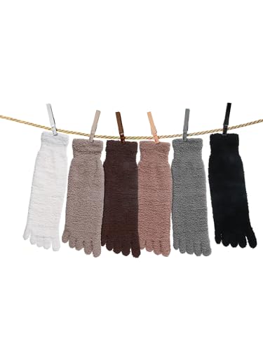 6 Pairs Women Toe Socks Fuzzy Fluffy Socks with Toes Separated for Women Men Running Athletic4