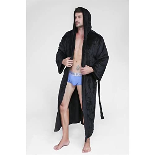 Plus Size Bathrobes Men Hooded Robe Winter Long Sleeve Plush Men's Morning Gown3