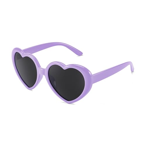 FEISEDY Heart Shaped Polarized Sunglasses Kids for Toddler Girls Age 3-10 Shaped Cute Fashion Sunnies B0077
