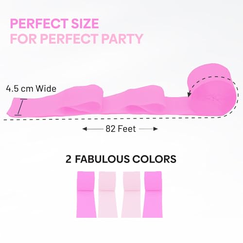 Image of 4 Hot Pink Streamers, 328ft Pack of Crepe Paper Party Decorations