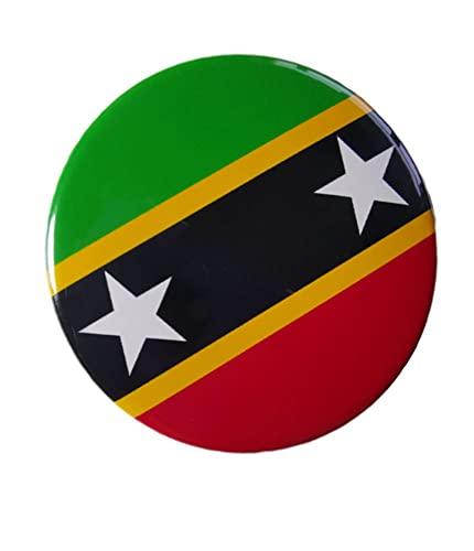 Vmcoatdu Round Saint Kitts Flag International Travel Big Pins Alloy Heat Transfer Printing Made Metal Souvenir For Hat Clothes Backpack #TOP2
