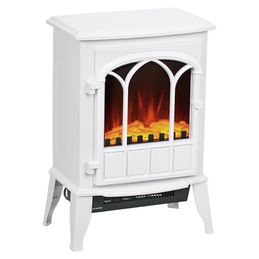 HOMCOM Chimenea Eléctrica de Pie 1000W/2000W Chimenea Decorativa con Ventana Efecto de Llama Temperatura Ajustable y Protección Sobrecalentamiento para 15-30 ㎡ 39x23x56,5 cm Blanco