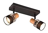 Trio Leuchten Spotbalken Nandini 811700232, Metall Schwarz matt, Holz, Schirm Stoff/Metall Schwarz, exkl. 2x E14