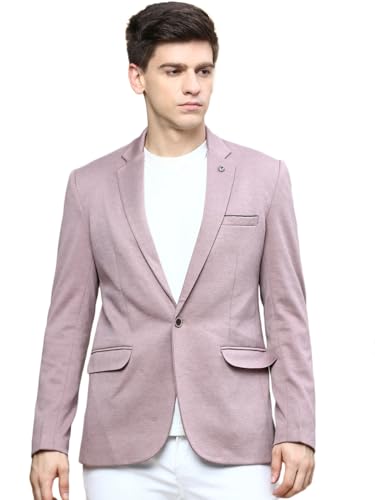 Image of SHOWOFFFF Men Solid Single Breasted Party Blazer | Notched Lapel Full Sleeves Cotton Blazer's for Mens | Slim Fit Regular Length Blazers for Men's