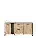 Produktbild FORTE Trondheim Kommode mit 2 Türen und 4 Schubladen, Holzwerkstoff, Artisan Eiche kombiniert mit Schwarz Eiche,74,7 x 81,3 x 177,4 cm