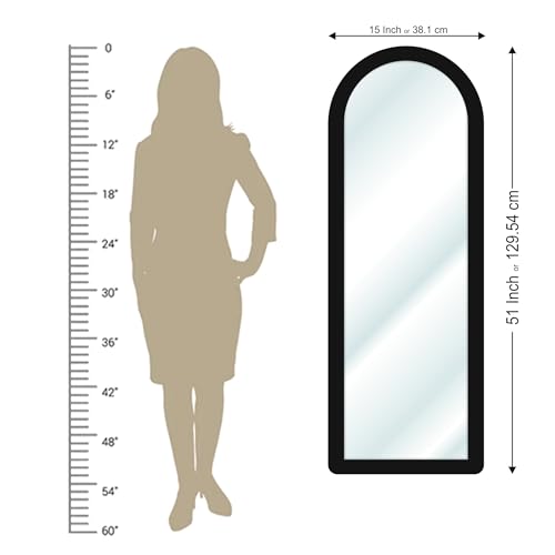 Image of Creative Arts n Frames 15x51 inch Long Fiber Wood Arched Wall Hanging Mount HD Mirror Home Decor Items Living Room Bathroom Bedroom Hotel Office (Classic Black Color Framed HD Arch Mirror)