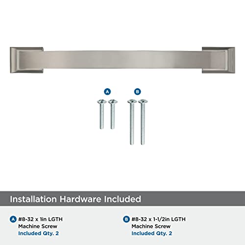 Image of Amerock | Cabinet Pull | Satin Nickel | 6-5 /16 inch (160 mm) Center to Center | Candler | 1 Pack | Drawer Pull | Drawer Handle | Cabinet Hardware