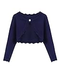Arshiner Girl's Long Sleeve Knit Button Up Cardigan Sweater Navy Blue Color
