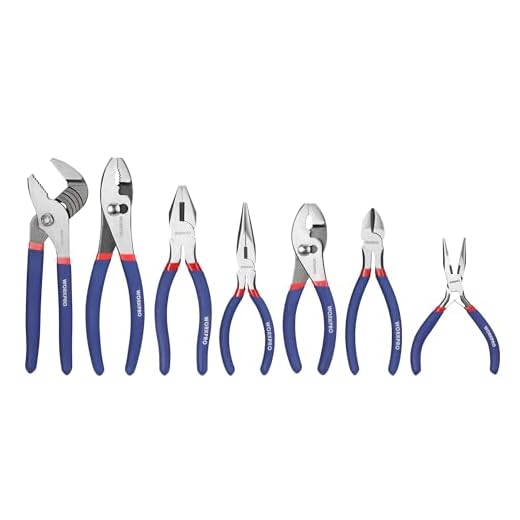 WORKPRO 7-piece Pliers Set (8-inch Groove Joint Pliers, 6-inch Long Nose, 6-inch Slip Joint, 4-1/2 Inch Long Nose, 6-inch Diagonal, 7-inch Linesman, 8-inch Slip Joint) for DIY & Home Use