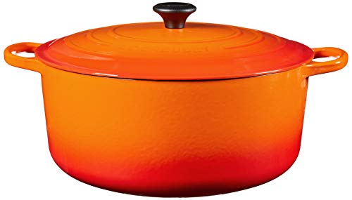 Le Creuset LS2501-342 Enameled Cast Iron 13.25 quart Signature Round Dutch Oven Flame