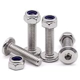 M10 x 40mm Glvaner Flat Round Socket Cap Screws with Hex Locknuts, Stainless Steel 304 (18-8), Screws with Nuts Hardware Sets, 6 Sets - Image 5