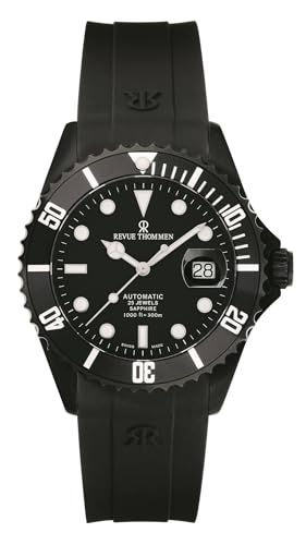 Dietro il robusto vetro zaffiro si nasconde il quadrante dell'orologio Revue Thommen di colore nero