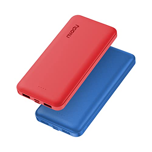 Miady 2-Pack 15000mAh Portable Charger, Power Bank/w Two 5V/2A USB Output Ports and USB C Fast Input, Portable Phone Charger Compatible with iPhones, Android Smartphones and More