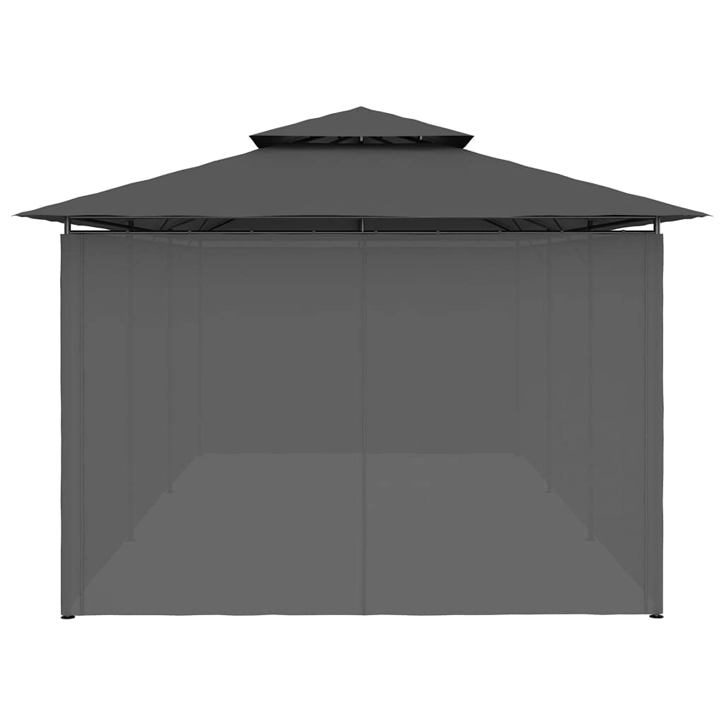 vidaXL Cenador con Cortinas Estructura Jardín Parasoles Quitasoles Sombrillas Piscina Terraza Solarium Balcón Casa Hogar Gris Antracita 600x298x270 cm