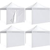GliCraft 4 Pack Canopy Sidewalls 10x10, Instant Canopy Tent Sidewalls 3 Sunwalls with 1 Door Only, 500D Polyester Waterproof and UV Protection with Zipper for Summer Outdoor Camp(Grey White)