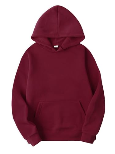 Unisex Mens Long Sleeves Drawstring Hooded Sweatshirt Solid Color Hoodie Pullover Top Undershirt