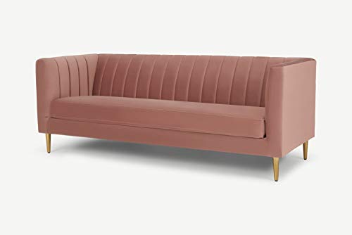 LUSTRE ENTERPRISE Solid Wood Vorfreude Three Seater Sofa in Pink Velvet