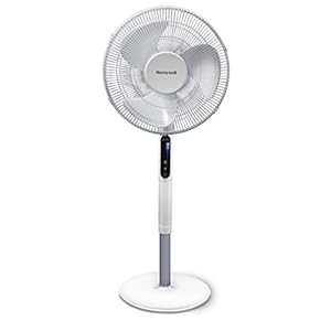 Honeywell Advanced QuietSet Oscillating Stand Fan (5 Speed Settings, Timer Function, Oscillating 70°, Height Adjustment, Remote Control, Easy to Use) HSF600W