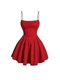 GORGLITTER Women's A Line Flowy Ruffle Mini Cocktail Dress Ruched Sleeveless Corset Dresses Red Large