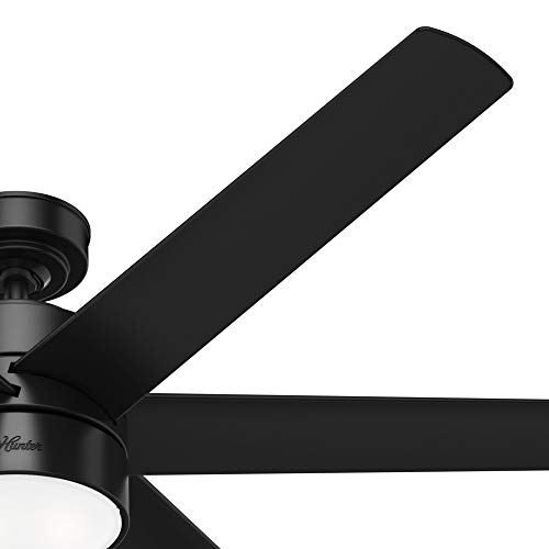 Hunter 60 inch Outdoor or Indoor Ceiling Fan with LED Light - Black Ceiling Fan with Wall Control, For Patio, Garage, or Porch, Quiet, Standard Mount, 6 Blades - Solaria 59624, Matte Black - Image 15