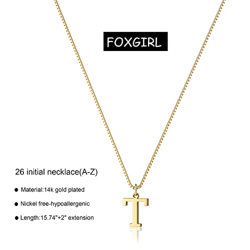 image for Foxgirl Gold Initial Necklaces for Women Girls, Dainty Gold Letter Nec