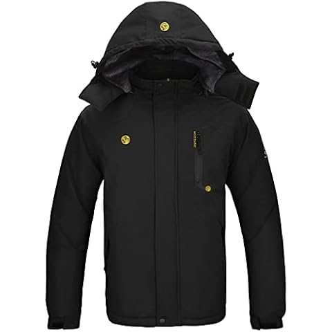 JACKETOWN Windbreaker Men's Functional Jacket Waterproof Windproof Ski Jacket Thick Fleece Winter Jacket With Hood Multiple Pockets Black L Cover
