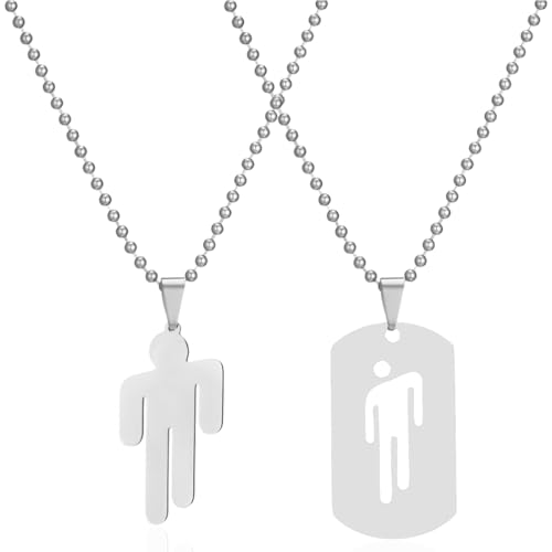 ZUWIJEQ 2 Pcs Collares Hombre de Acero Inoxidable de Plata