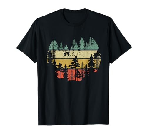 Retro Waldlichtung Outdoor Wandern T-Shirt...