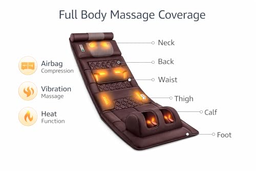 Image of Blynk Electric Foldable Full Body Massage Mattress with Airbag Compression & Vibration, Back Neck Waist & Leg Massager, Multiple Modes & Intensity, for Home & Office Use