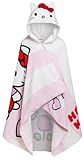 Serviettes sous licence Hello Kitty. Hello Kitty est toujours à la mode, et nous avons capturé le chat préféré avec un magnifique motif à rayures blanches pastel/roses. La capuche a son visage cousu avec des oreilles 3D et son nœud rouge emblématique. Un cadeau parfait pour tous les fans de Hello Kitty de tous âges. Achetez avec notre maillot de bain assorti pour le maillot de bain Hello Kitty ultime.