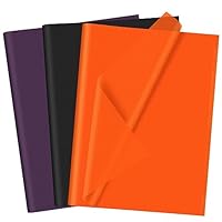 CHRORINE 60 Sheets Halloween Tissue Paper Multicolor Art Gift Wrapping Tissue Paper Bulk for DIY Crafts Decor Halloween Holiday Party ( Orange/Purple/Black)